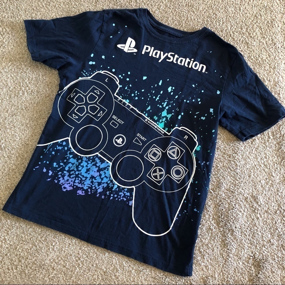 Playstation blue short sleeve controller graphic tee in size XXL